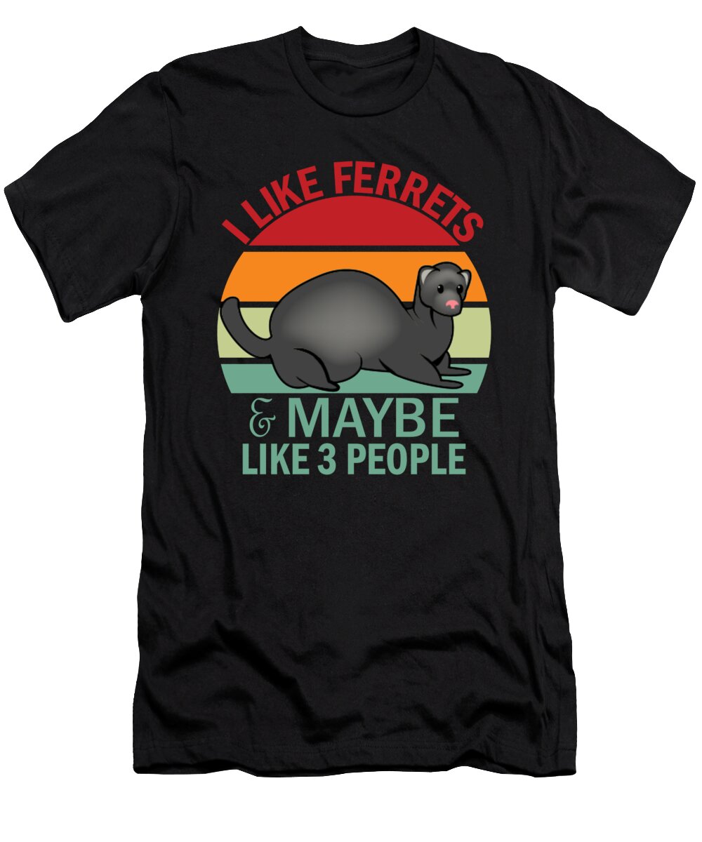 Cute Ferret Retro Sunset Funny Ferret Animal Lover Orgence Matungwa T-Shirt