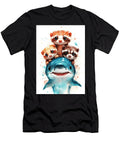 Cute Ferrets Riding a Shark Watercolor Painting Clint Mclaughlin T-Shirt