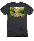 Old Mossy Railroad Tracks in Dense Hardwood Forest Johan Ferret T-Shirt