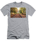 Old Railroad Tracks in Dense Hardwood Forest Johan Ferret T-Shirt