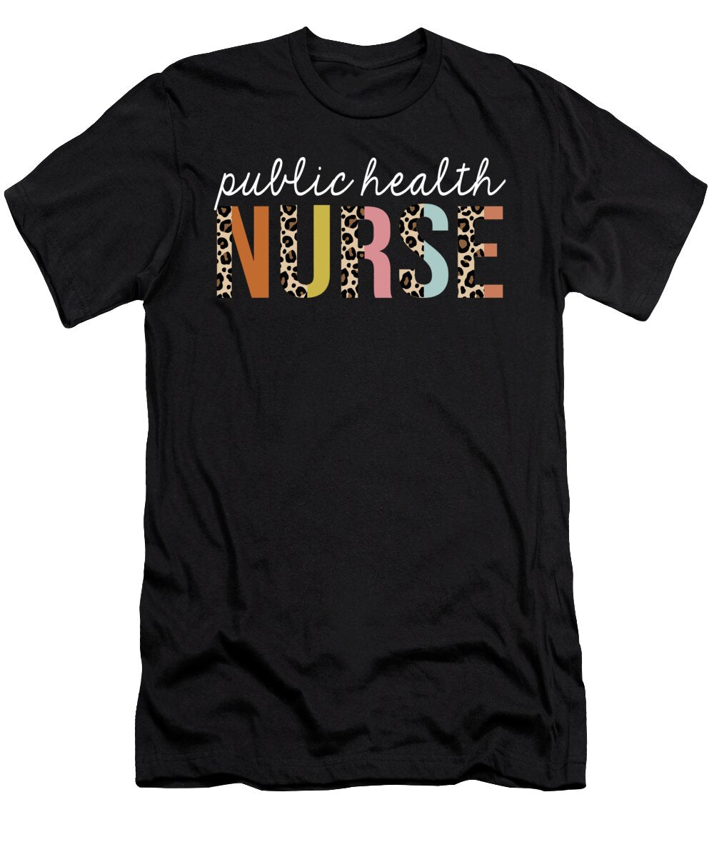 Public Health Nurse Colorful Leopard Print Funny Jensen Cena T-Shirt