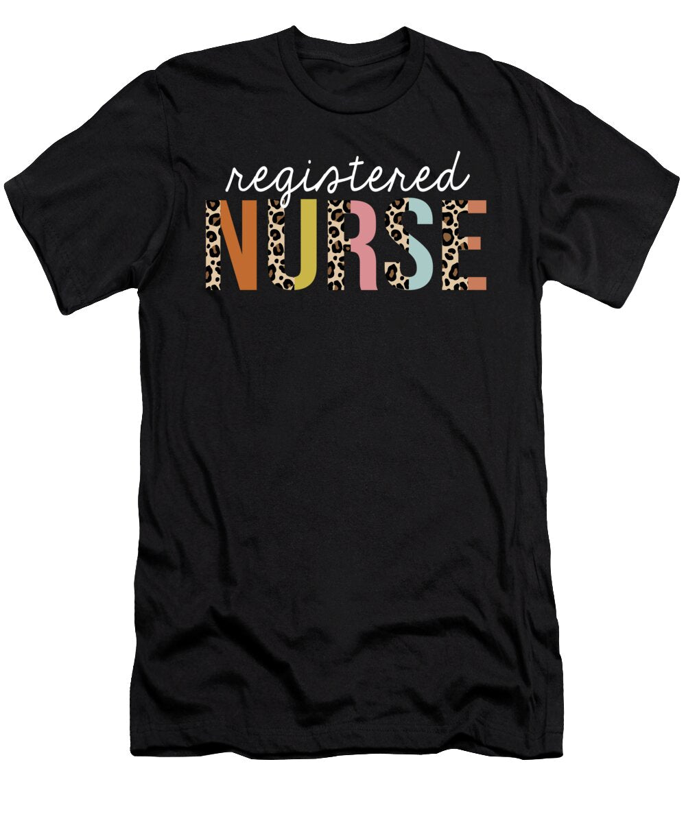 Registered Nurse Colorful Leopard Print Funny Jensen Cena T-Shirt